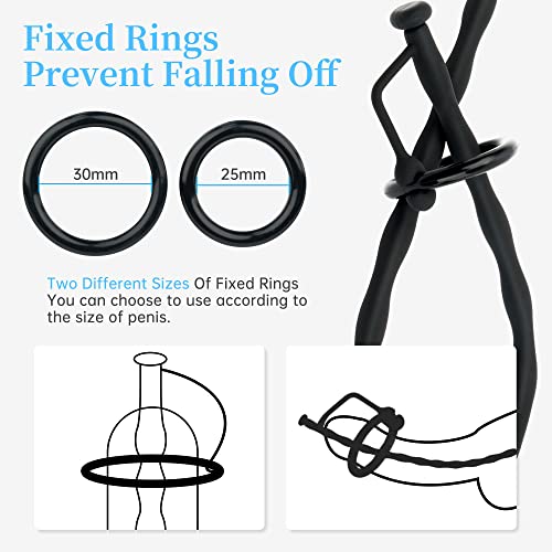 Beauty7 Silicone Sounding Penisstick met 2 penisringen urinebuizen plug met boring penis plug mannen masturbatie seksspeelgoed - Maat: L - Afbeelding 3