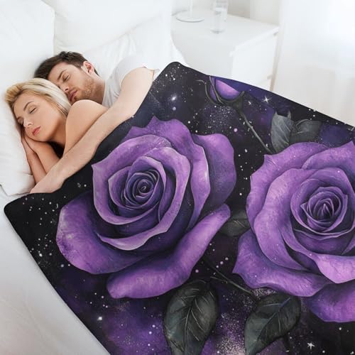 Couverture en flanelle imprimée LilaRosen en microfibre douce pour lit