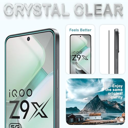 Image of Edge To Edge Screen Protector Tempered Glass For iQOO Z9X 5G / iQOO Z10X 5G / Vivo T3X 5G Tempered Glass With Easy Self-Installation Kit