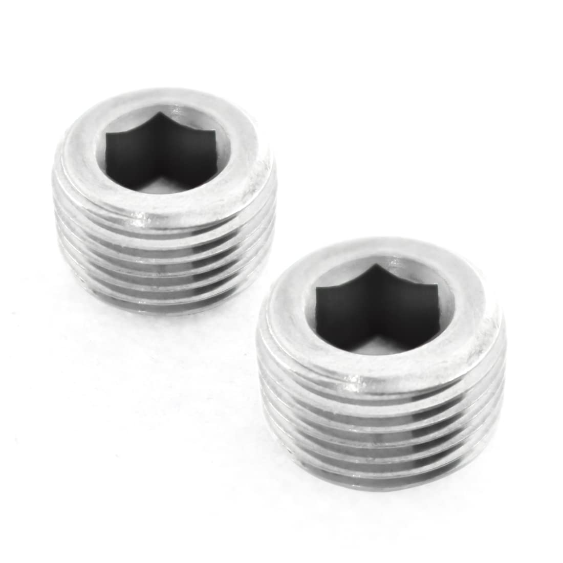 SDTC Tech Paquete de 2 accesorios de enchufe de tubería NPT macho rosca 304 de acero inoxidable hexagonal interno adaptador avellanado de rosca macho NPT de 1/2 pulgada