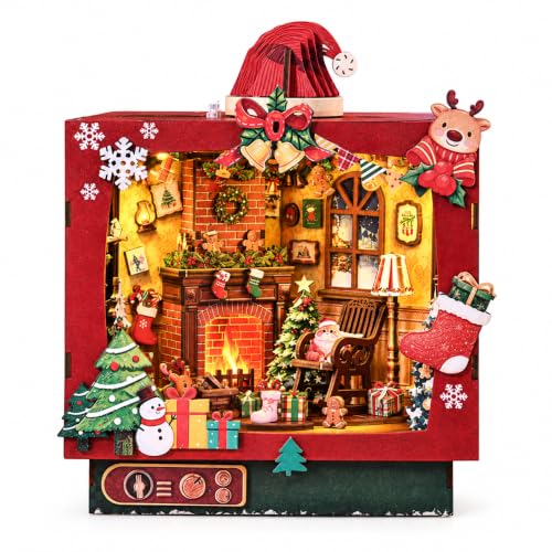 Image of Spilay DIY Miniature House Kit for Adults, Christmas Trioz Dollhouse Kit