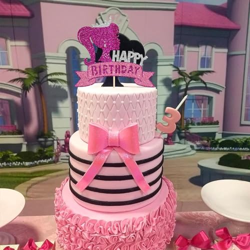 Image of Confetti! 1Pc Princess Girl Happy Birthday Cake Topper with Glitter Birthday Girl Theme Cake Pick Decorations for Wedding Engagement Baby Shower Girls Birthday Party Cake Decorations Supplies