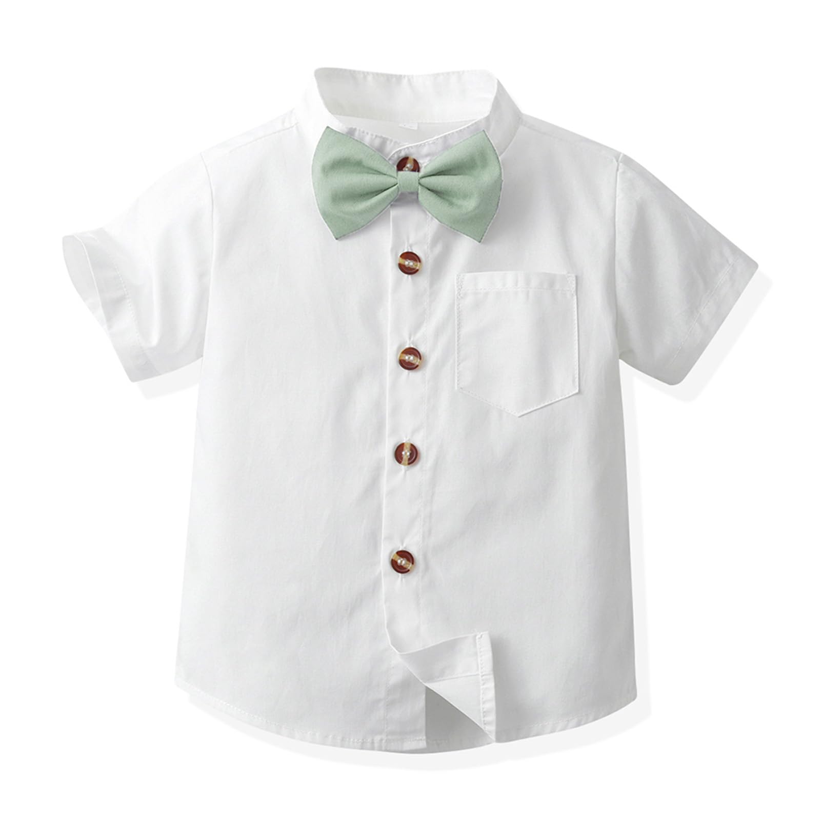 Bimbo Completini e Coordinati Gentiluomo, Camicia a Maniche Corte e Papillon + Pantaloncini Completo Cerimonia per Bambini e Ragazzi