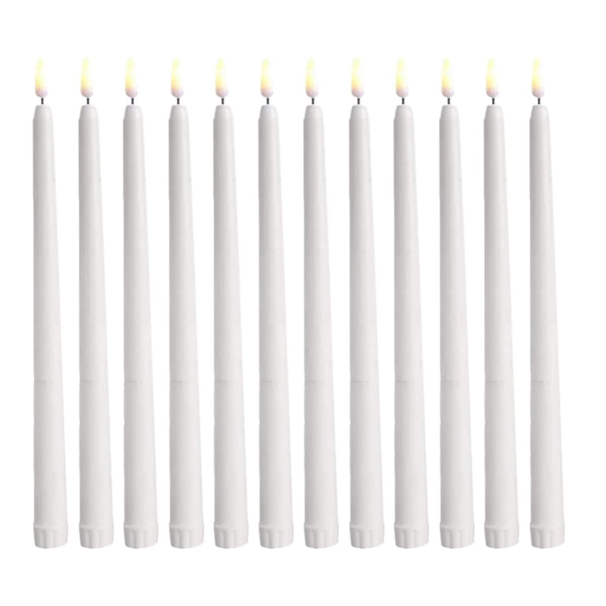 Homoyoyo 12 Piezas Lámpara LED de Vela sin Llama para Decoración de Halloween y Fiestas, Diseño Blanco de Plástico Ligero Función y Pilas Aaa