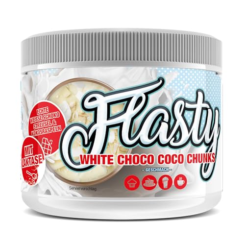 Flasty Geschmackspulver (White Choco Coco Chunks) mit vielen echten Chunks (Kokosraspeln) 1 x 250g - more then just a flavour - Kalorienarmes Flavour Pulver mit nur 9 kcal pro Portion