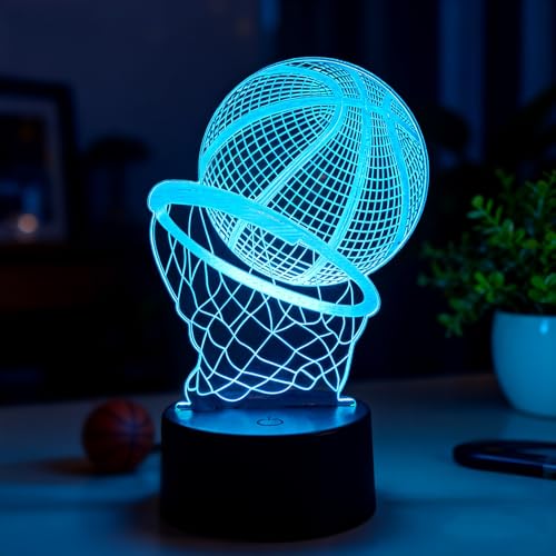 OraTrade Veilleuse Basketball, Lampe Basketball 3D,7 Couleurs Changeantes Tactiles, Lampe de Chevet pour Chambre | Cadeau d’Anniversaire & Noël pour Filles,...