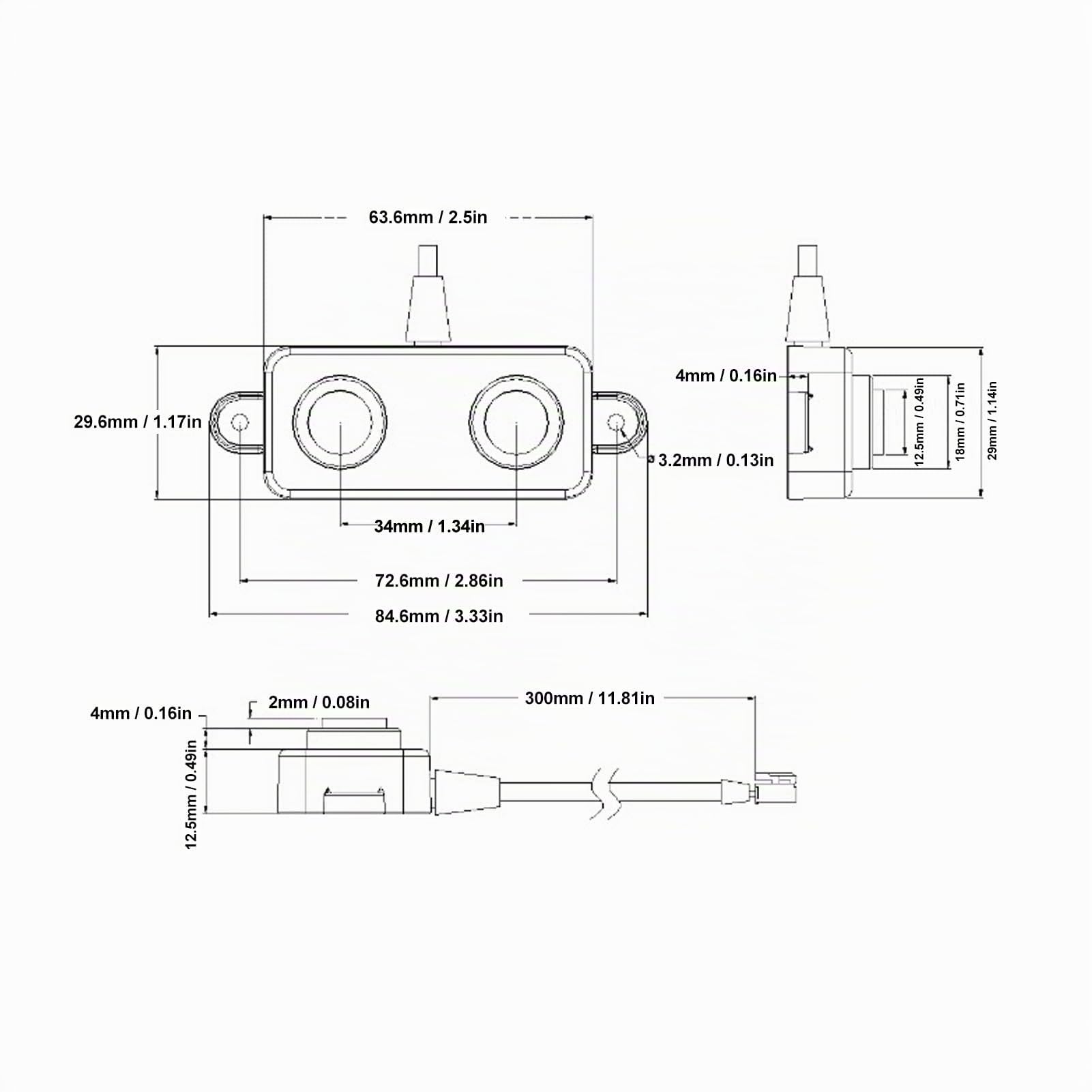 Capteur de Distance à Ultrasons, 3.3-5V, Étanche IP67, Faible Consommation d'Énergie, ABS, pour Détection de Proximité et Évitement d'Obstacles