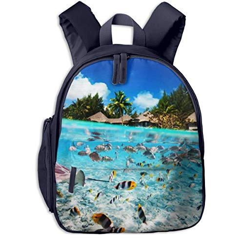 Mochilas Infantiles  Bolsa Niño Bebe Guarderia Escolar con Isla Tropical Polinesia Francesa