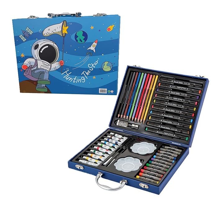 Image of Kitchen Bloom Color Kit Art Set for Kids, 145 Pieces Drawing Kit with Colour Pencils, Oil Pastels, Paint Brushes, Water Colours, Marker Pens, Color Set for Kids (Dream Space(49 pcs))