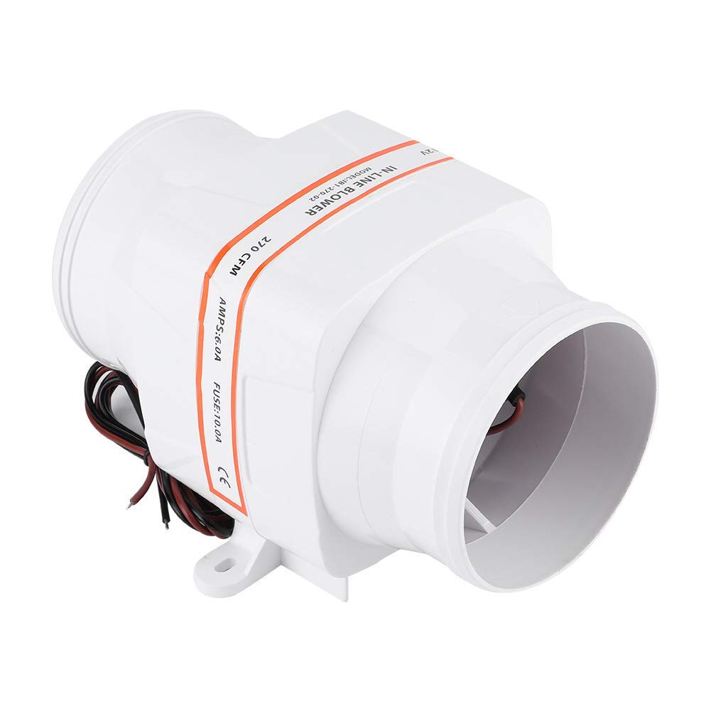 Bilgenluftgebläse Marine 4 Zoll 12V 270CFM Weißes In-Line DC elektrisches Lüfterboot Zubehör EVGATSAUTO Bilgenluftgebläse