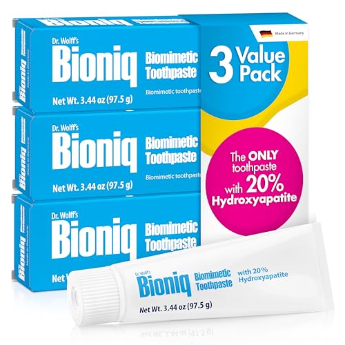 Bioniq Classic Fluoride Free Toothpaste with 20% Hydroxyapatite, Clinically Tested for Sensitive Teeth, Expert Enamel and Gum Care with Mint Flavor, Daily Use - 3.44 oz 3 Pack Family Value Size
