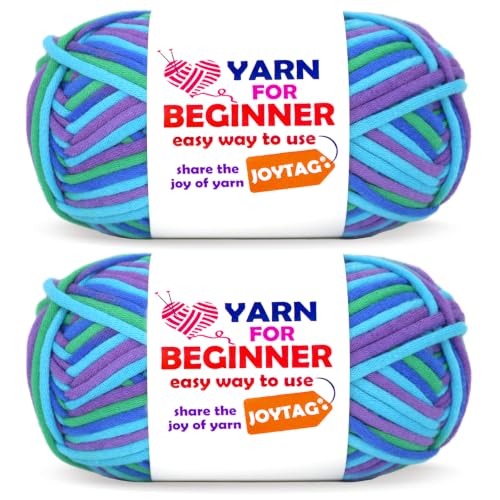 Image of 2 * 50g Rainbow Beginner Crochet Yarn for Crocheting and Knitting Multicolor Cotton Crochet Yarn for Beginners(Green Blue Purple)