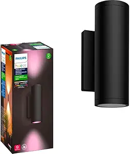 Philips Hue Appear Outdoor Smart Wall Light, Black - White and Color Ambiance LED Color-Changing Light - 1 Pack - Requires Hue Bridge - Control with Hue App and Voice - Weatherproof