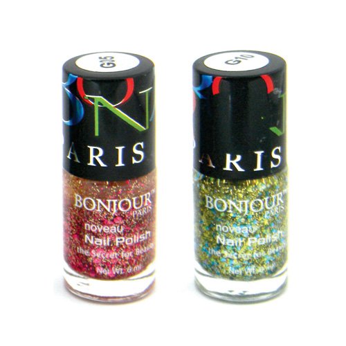 Buy Bonjour Paris Glitter Nail Polish Red /Green Stars Combo Pack Online at Low Prices in