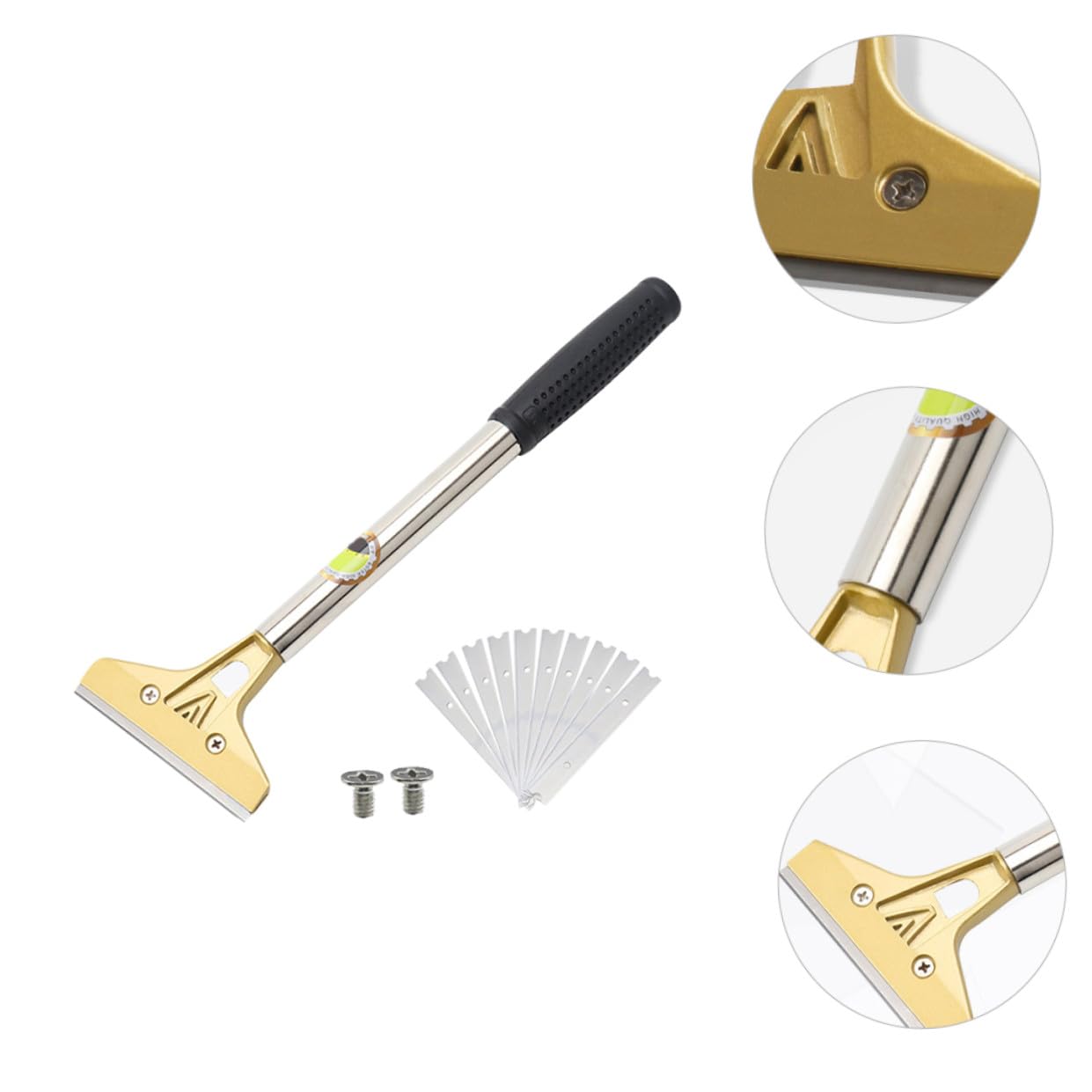 Raspador de Vidrio Ergonómico de Aleación de Aluminio y Acero para Limpieza y Eliminación de Adhesivos en Superficies Variadas