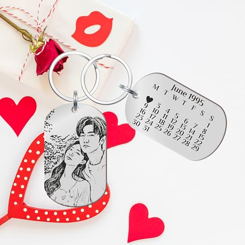 Image of Customised Photo Engraved Keychain For Loved ones | Best For Gift | Valentine's Day Gift, Birthday Gift | Silver