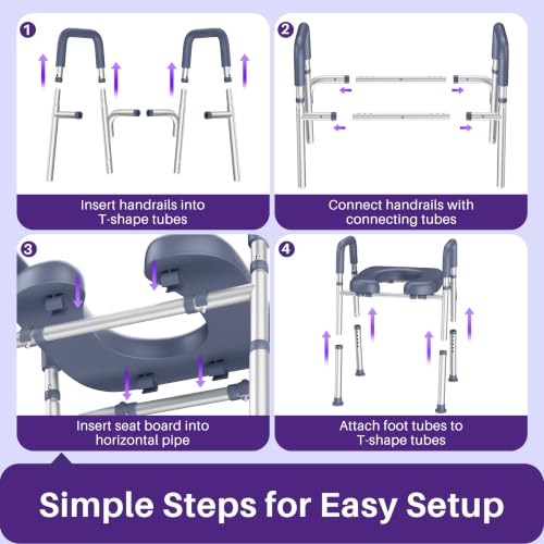 Image of KEKOY Toilet Seat Risers for Seniors, Adjustable Height Width, Fits Most