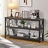 FATORRI Industrial Console Table for Entryway, Farmhouse Sofa Tables Behind Couch, Rustic Wood and Metal Foyer Table with 3-Tier Shelves for Hallway Living Room (55 Inch, Walnut Brown)