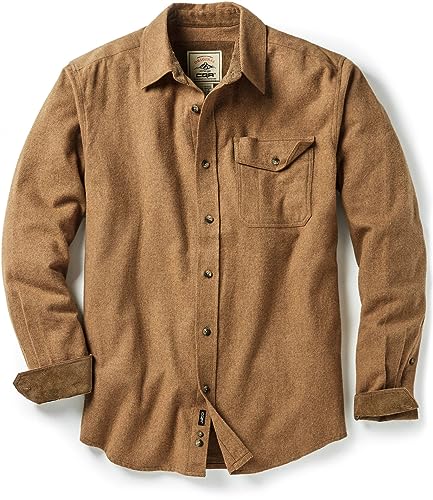 Image of CQR Men's All Cotton Flannel Shirt, Long Sleeve Casual Button Down Plaid Shirt, Brushed Soft Outdoor Tactical Work Shirts