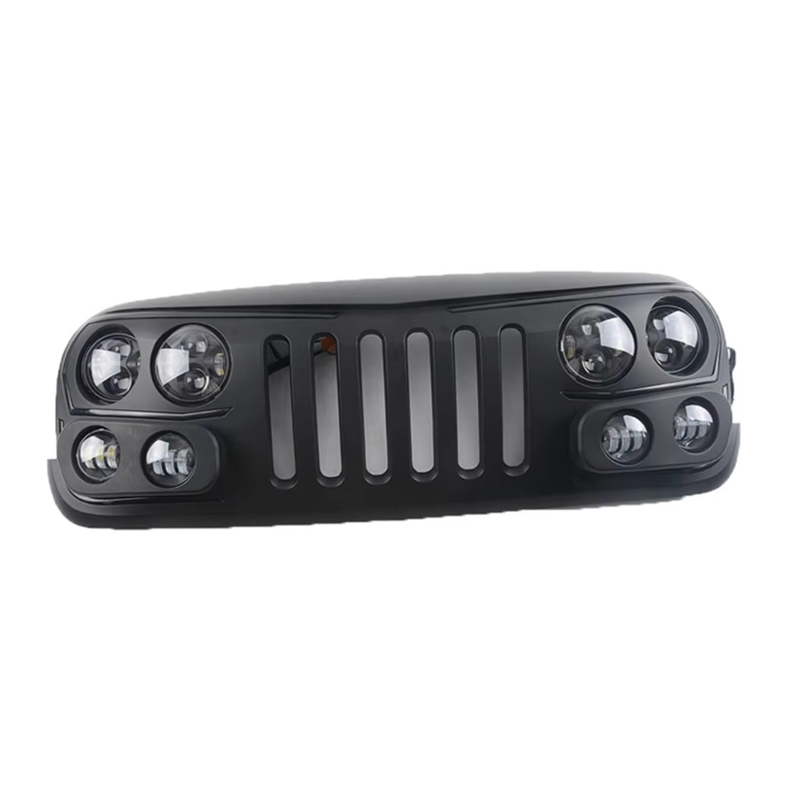 Radiateur Auto Grilles pour Jeep pour Wrangler JK 2007-2017 Racing Grill Grille Capot ABS Noir Mat Pièces Automobiles Grilles Pare-Chocs Avant Maille avec Garniture Lumières Calandres Avant