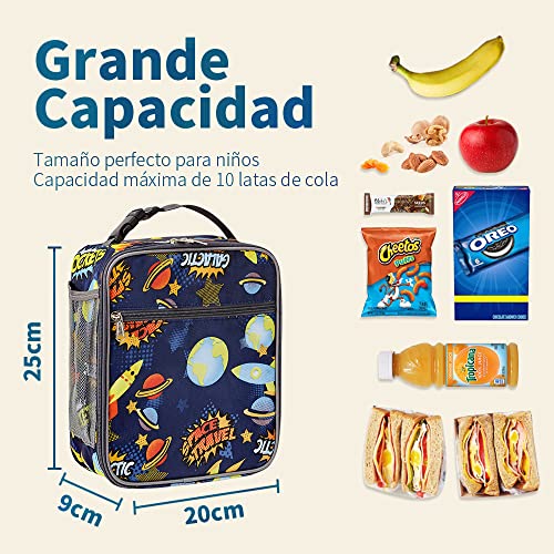 Kids Lunch Bag Kids Lunch Box, Insulated Reusable Lunch Bag With Waterproof Liner, Thermal Meal Container Tote For Girls & Boys & Women, Dinosaur Shark Suitable Age:6 Year+ (Astronaut) #TOP2