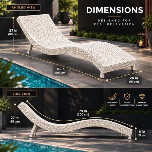 Image of India Outdoor Swimming Poolside Lounger Beach Sunbathing Lawn Patio Chaise Lounge Sun Lounger Chair (White)