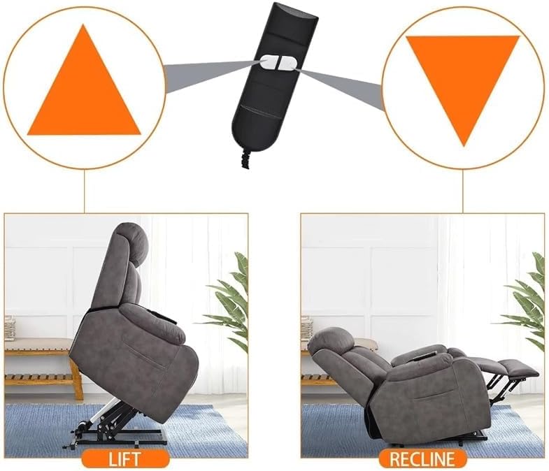 Genuine Leather Recliner Chair Electric Power Lift Recliner Sofa Adjustable Heat Massage Lay Flat Wall Hugger Living Room