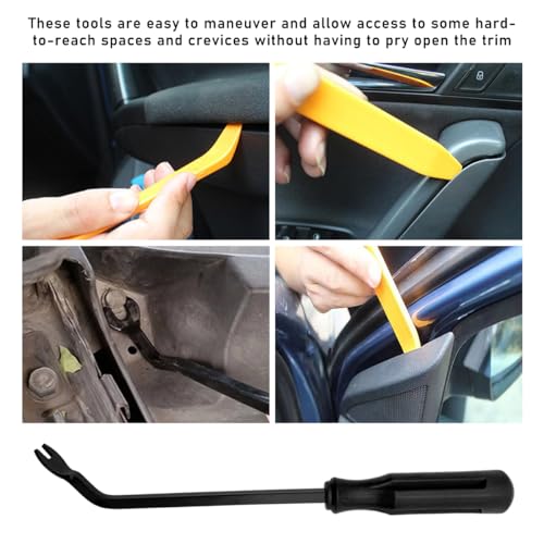 Image of Ohleats 5PCS Auto Trim Removal Tool Kit, No Scratch Plastic Pry Tool Kit for Car Panel Audio Dashboard Dismantle, Automotive Interior Trim Molding Fastener Remover, Car Accessories (Black)