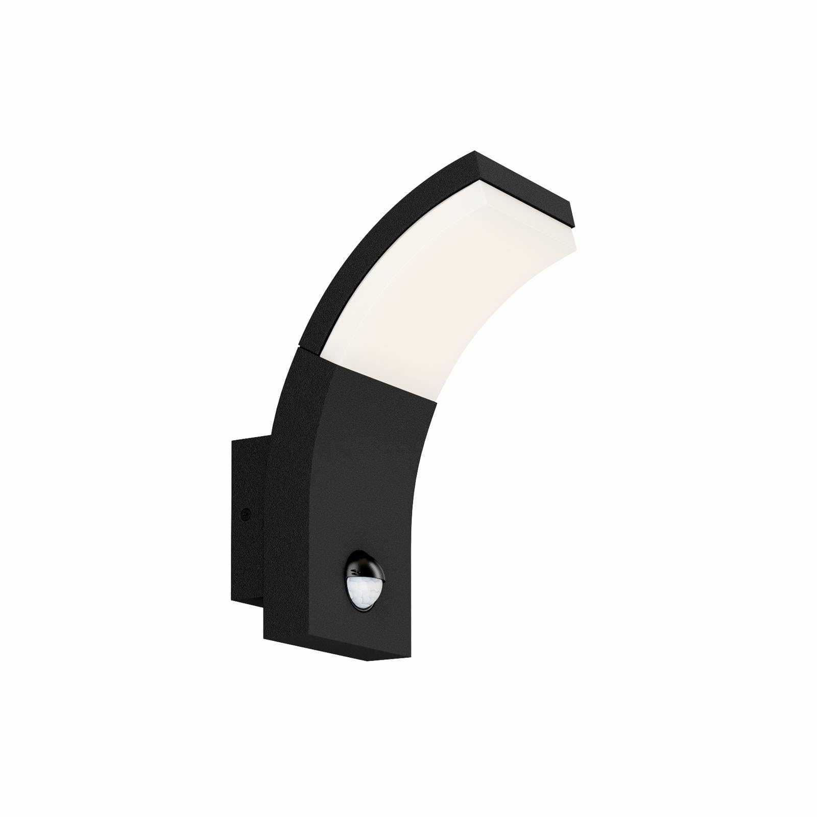 Lucande Outdoor Wall Light Timm with Motion Detector (Modern) in Black Made of Aluminium (1 Light Source,) from wall lamp for Exterior/Interior Walls, House Terrace und Balcony