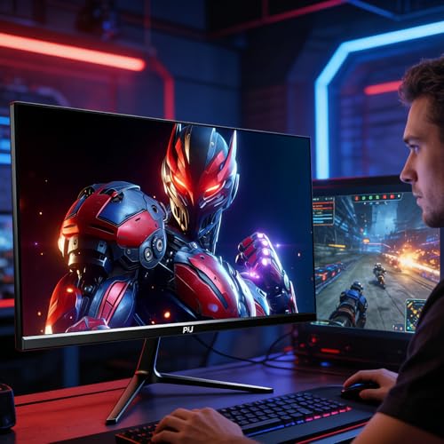 Image of PIJ 24.5 inch 300Hz Gaming Monitor, FHD PC Monitor Built-in Speakers, 1080p Computer Screen for Home Office Business, DP, HDMI, Compatible with Wall mounting 75 * 75MM - Black