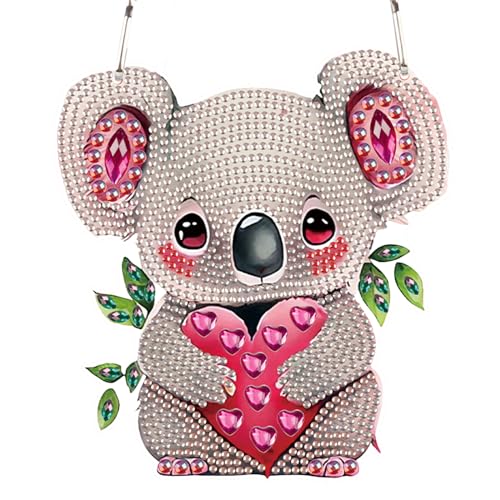 Image of DIY 5D Diamond Painting Rhinestone Acrylic Pendant Kit Love Koala Special Shape Diamond Art Crafts Wall Hanging Mosaic Art Door Window Home Decoration Ornament Valentine's Day Gifts