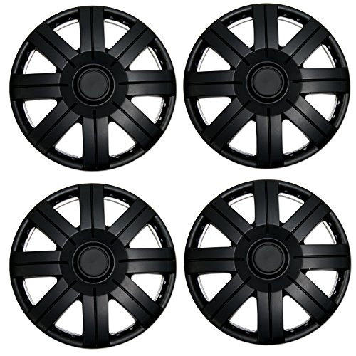 Image of WC3-15-613-B - Pack of 4 Hubcaps - 15-Inches | Black | Style 613 Style Snap-On (Pop-On) Type Matte Black Wheel Covers Hub-caps
