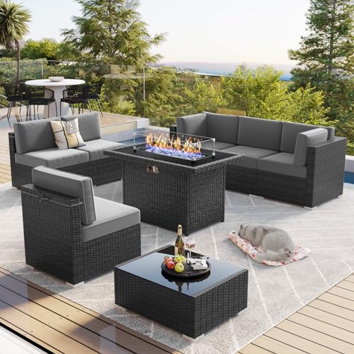 Piece Patio Table Sets 7-Piece Outdoor Patio Set With Fire Pit