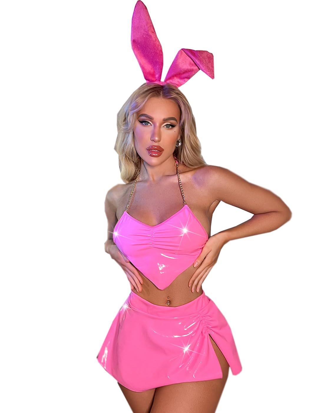 Damski kostium cosplay, urocze szelki, seksowny kostium królika, lateksowe sukienki, kostium na Halloween