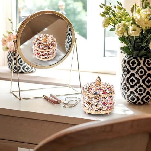 Hedume H-JEWELRYBOX-GOLD-2PC 2 Pack Crystal Mirrored Jewelry Box thumb #6