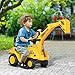 HOMCOM Ride On Excavator Pull Cart, Kids Digger Ride on Truck with Horn, Under Seat Storage, Sit and Scoot Pretend Play Toy Construction Car for Ages 18M+