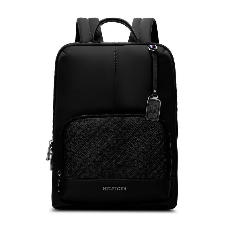 unisex laptop backpack solix | sleek laptop bag with adjustable padded straps & pu grab handle | metallic branding & zipper | 12l capacity