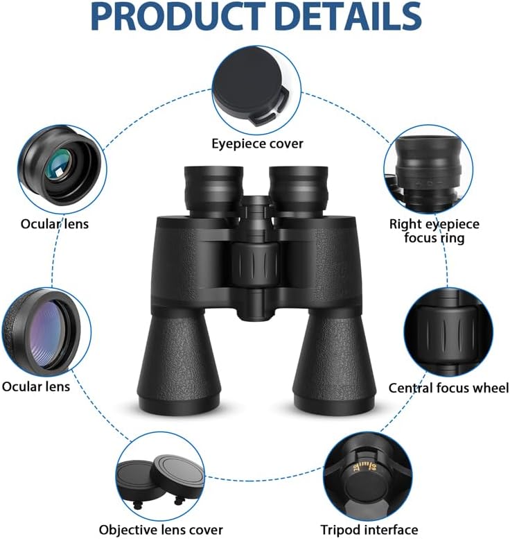 Miniatura 2 de Prismáticos de 20 x 50 para adultos, impermeables, profesionales, duraderos y transparentes, lentes FMC de prisma BAK4, adecuados para conciertos y