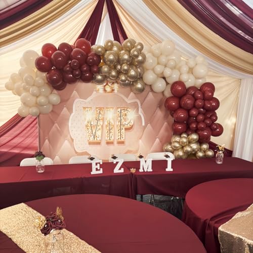 Image of Burgundy and Gold Balloons, 60Pcs Burgundy Maroon Wine Dark Red White Metallic Gold Nude Balloons with Confetti Balloons for Girls Birthday Graduation Bridal Shower Wedding Party Decorations Supplies