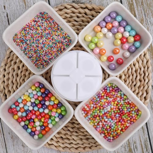 Image of Dot Sprinkles for Cake Decorating, 7.8oz Rainbow Pearl Sprinkles 4 Sizes Mix for Cake Cupcake Cookie Baking Donuts Ice Cream Toppings
