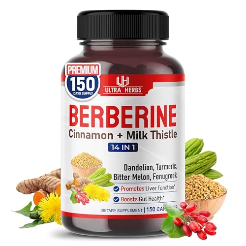 Ultra Herbs Premium Berberine with Cinnamon, Milk Thistle - Promotes