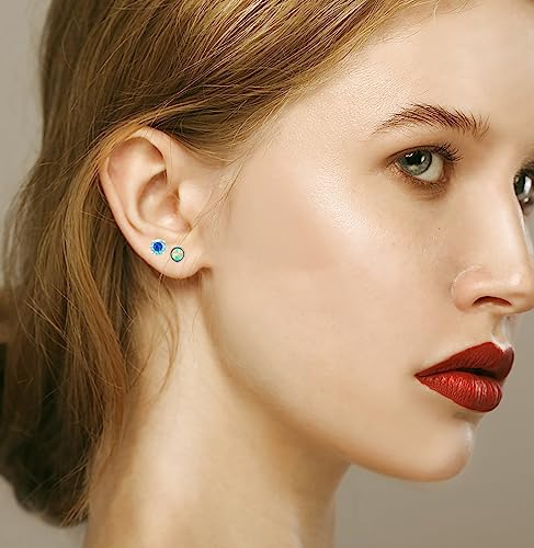 18 Pairs Titanium Surgical Steel Stud Earrings for Women Men Star Moon Flower Heart Leaf Opal CZ 20G Screw Flat Back Earrings Hypoallergenic Flatback Earring for Sensitive Ear2