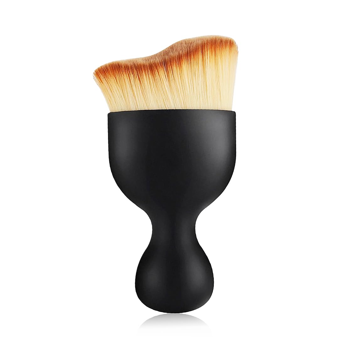 Gleva Foundation Makeup Brush, Flat Kabuki Travel Foundation Brush for Blending Liquid, Cream or Flawless Powder Cosmetics, Portable Face & Body Makeup Brush, with Protective Case (Black)-image-41