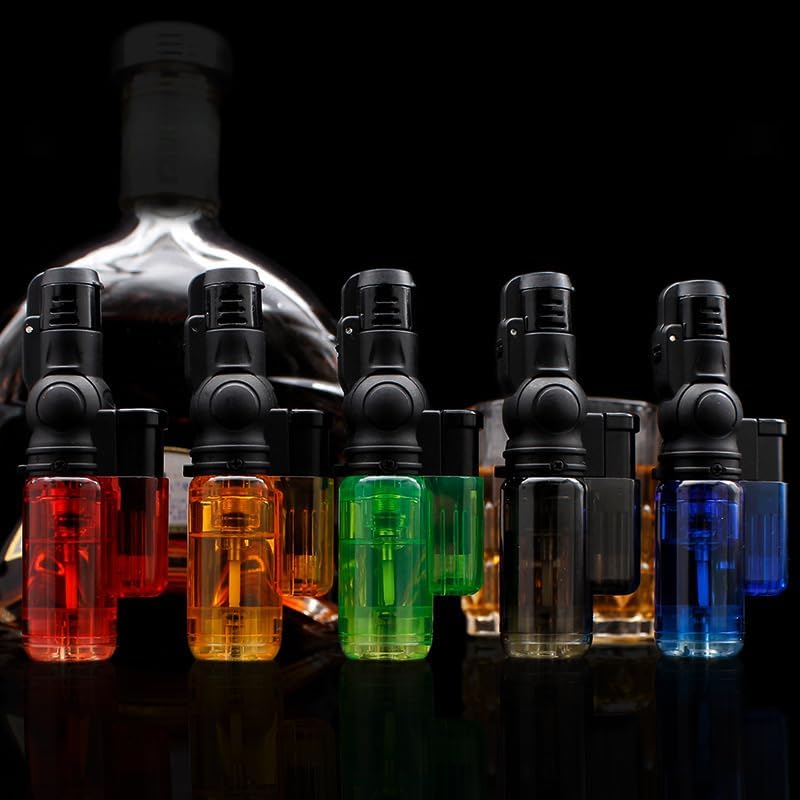 5Pack Torch Lighter Mini Refillable Butane Lighters Single Jet Flame 45° Rotatable Torch Lighters Windproof Adjustable Butane Gas Lighter for Candle Camping Fireplace Party BBQ(Without Fuel) (5pc)