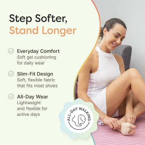 Image of ZenToes Metatarsal Pads for Men and Women - Ball of Foot Support Cushions for Sesamoiditis, Metatarsalgia, Morton's Neuroma - 2 Pairs Fabric Sleeves with Gel Inserts (Small, Beige) (Pack of 2)