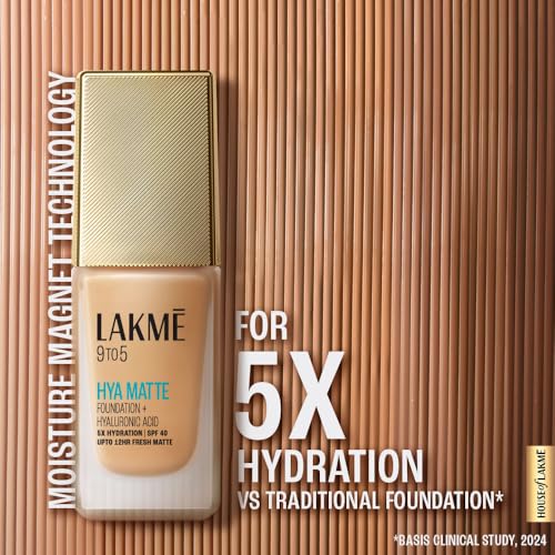 Image of Lakme 9to5 Hya Matte Foundation + Hyaluronic Acid Warm Light - 25ml
