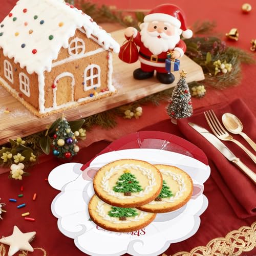 50pcs Christmas Paper Plates, 9.7inch Disposable Xmas Santa Party Plates for Dinner Dessert Cake Cookies Appetizer Salad Merry Christmas Dinnerware for Xmas Holiday Party Supplies Decorations – Image 5