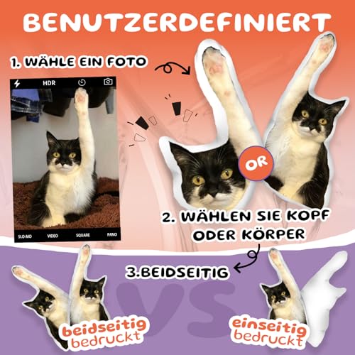 Bemaystar Personalisiertes Kissen mit Foto, Hunde- und Katzen-Form, personalisiertes Kissen, personalisiertes Geschenk, Haustier-Gedenkgeschenk für Familie und Freunde (eine Seite, 20 cm)