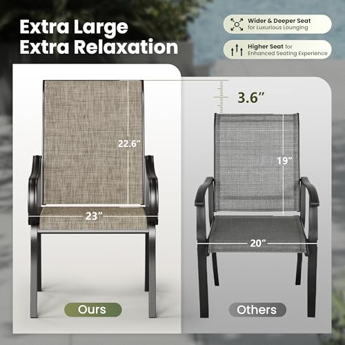 Image of PHI VILLA Patio Chairs Set of 2, High Back Outdoor Dining Chairs with Thicken Textilene Mesh Fabric & E-Coating Metal Frame All Weather for Deck Lawn Garden