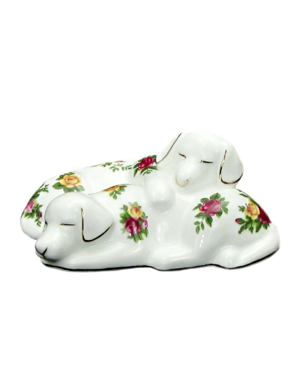 Puppies Sleeping Royal Albert Old Country Roses Figure